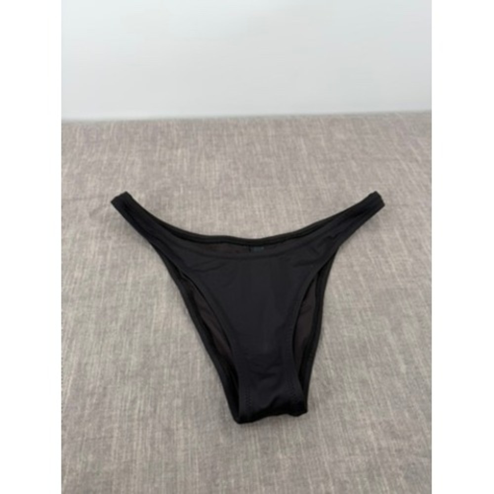 SKIMS Recycled Swim Cheeky Tanga Bikini Bottom Onyx Black Size M Medium NWT